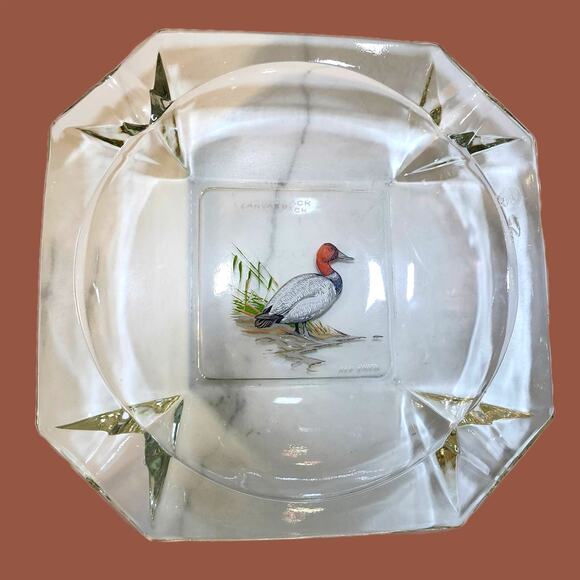 Vintage MCM Mid Century Modern Ned Smith Canvasback Mallard Glass Ashtray - Picture 5 of 10
